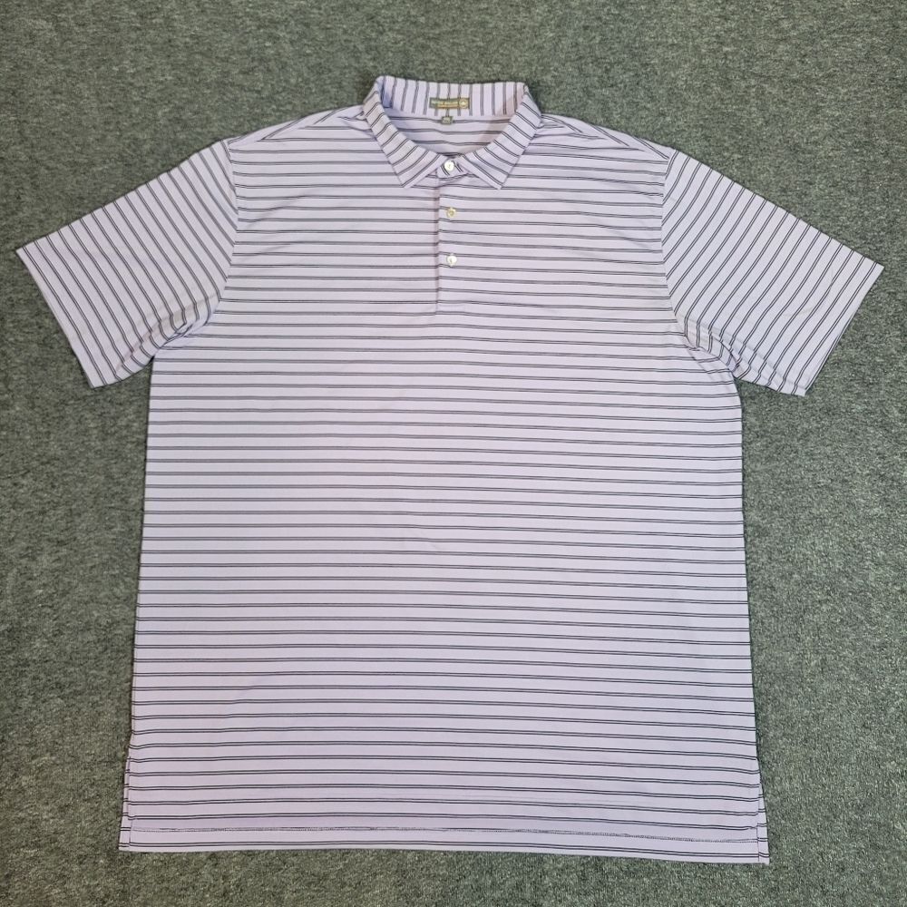 Peter Millar Summer Comfort Mens Golf Polo Shirt Size 2XL Purple Black Stripe